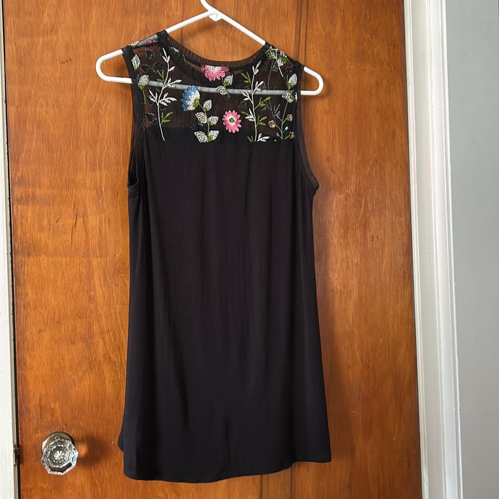Shear,embroidered bodice,tunic blouse
